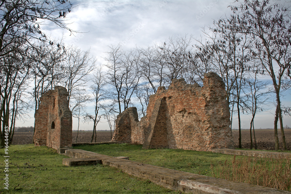 Medieval church ruin at the Hungarian plain