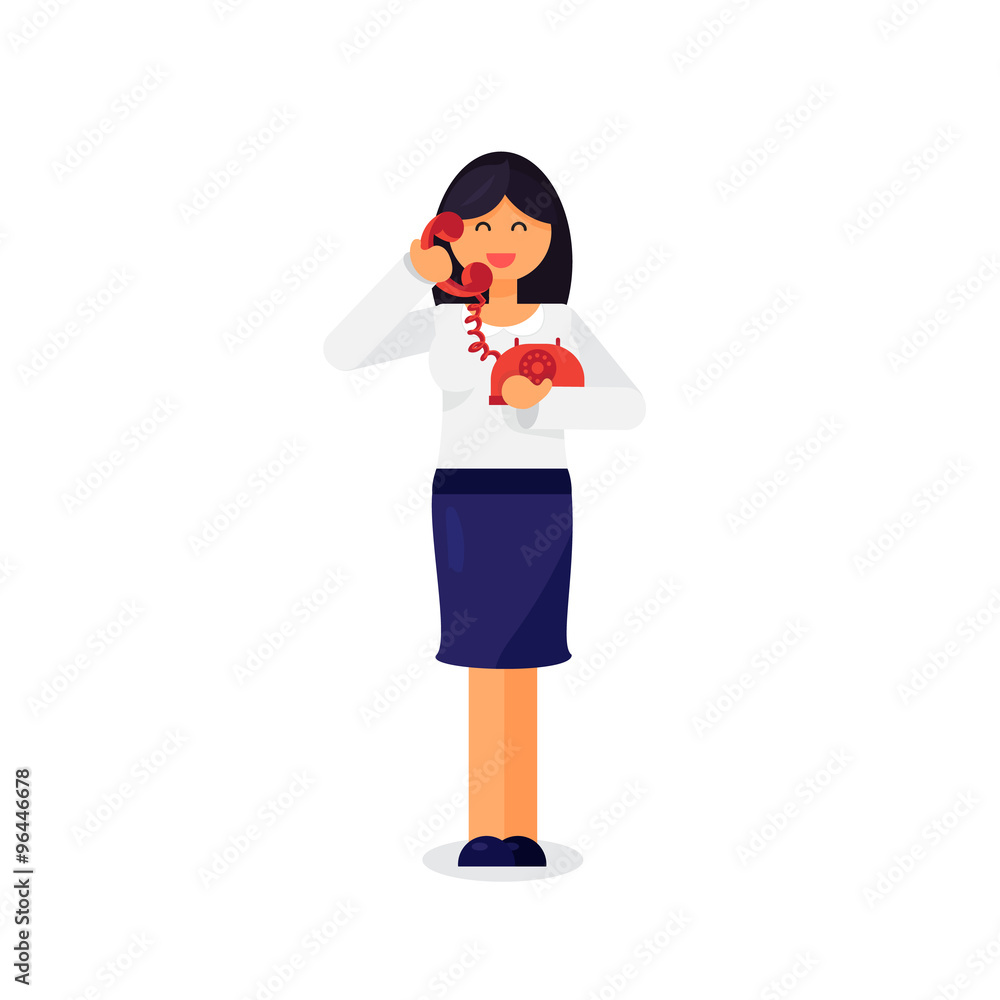 Employee with telephone