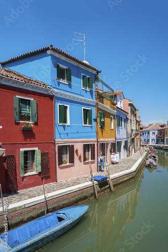 Colorful Residential house in Burano island, Venice, Italy.