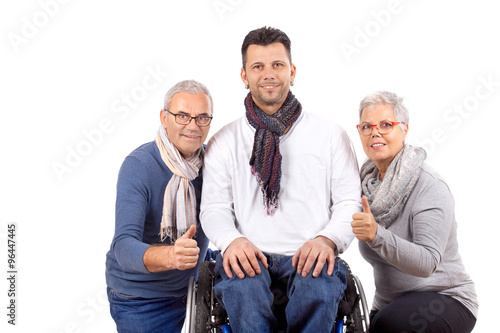 Fototapeta Naklejka Na Ścianę i Meble -  Senioren mit gehandicapten Sohn