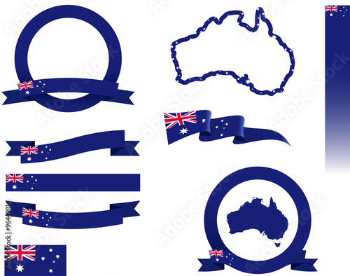 Australia banner Set.
Set of vector graphic ribbons and banners rperesenting Australia.