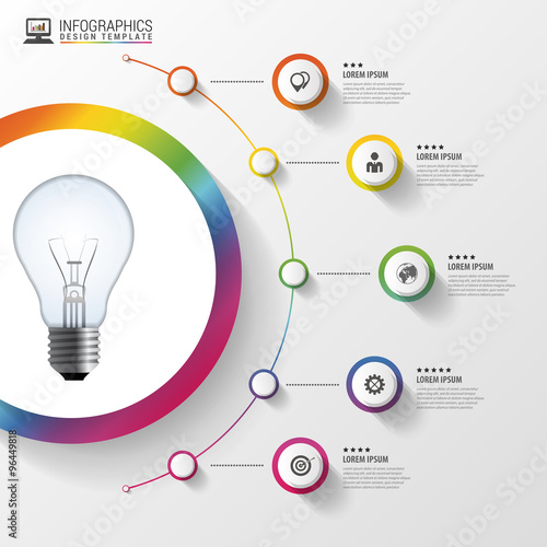 Light bulb with circle elements for infographic. Vector illustration