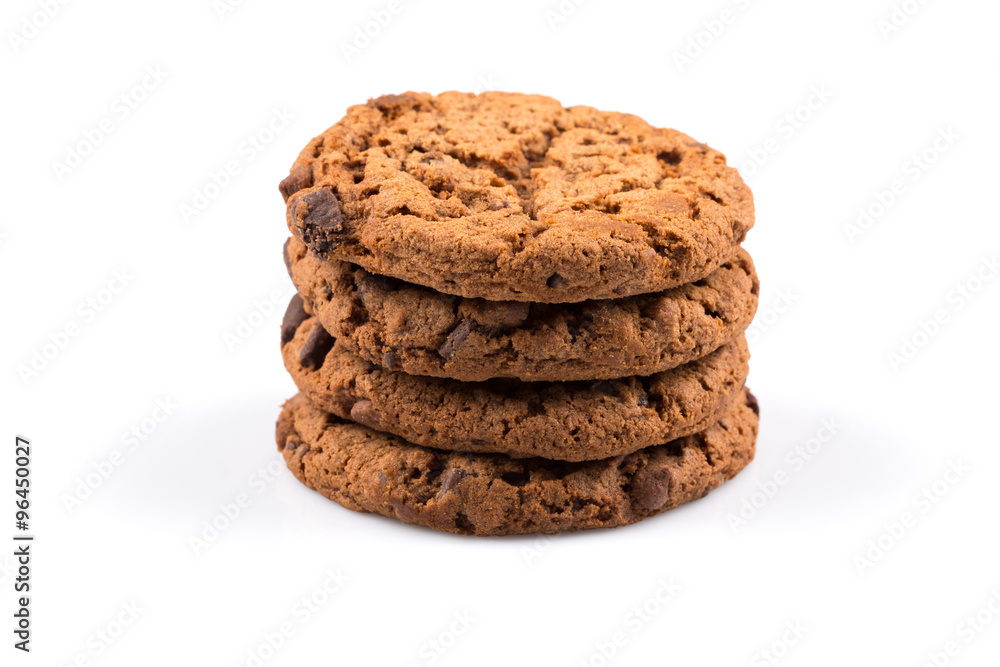 Chocolate chip cookies isolated on white Chocolate chip cookies isolated on white