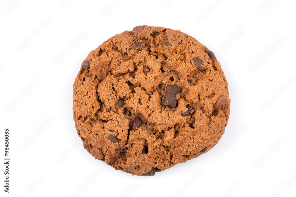 Chocolate chip cookie isolated on white