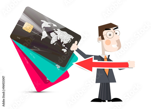 Man Illustration with Credit Cards Vector