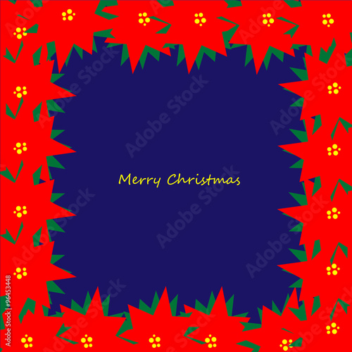 Bright christmas frame on blue