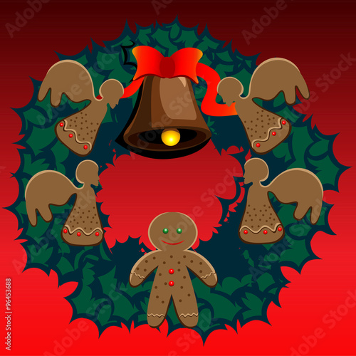 Christmas garland on red