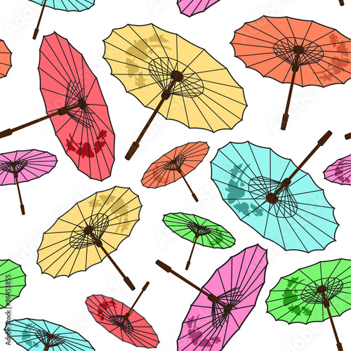 Seamless color umbrellas background pattern