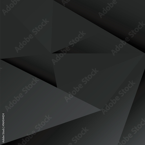 Abstract polygonal black crystal background. Low poly vector illustration. 3d polygonal texture.