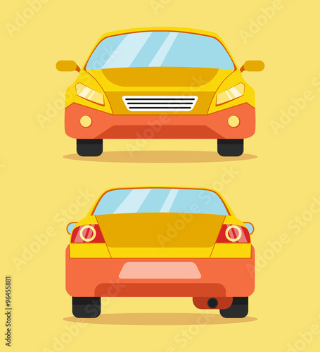 Car front and rear. Vector flat illustration