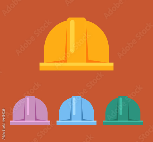 Hard hat vector flat sign icon set