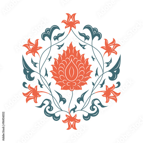 03 Floral pattern unframed orange