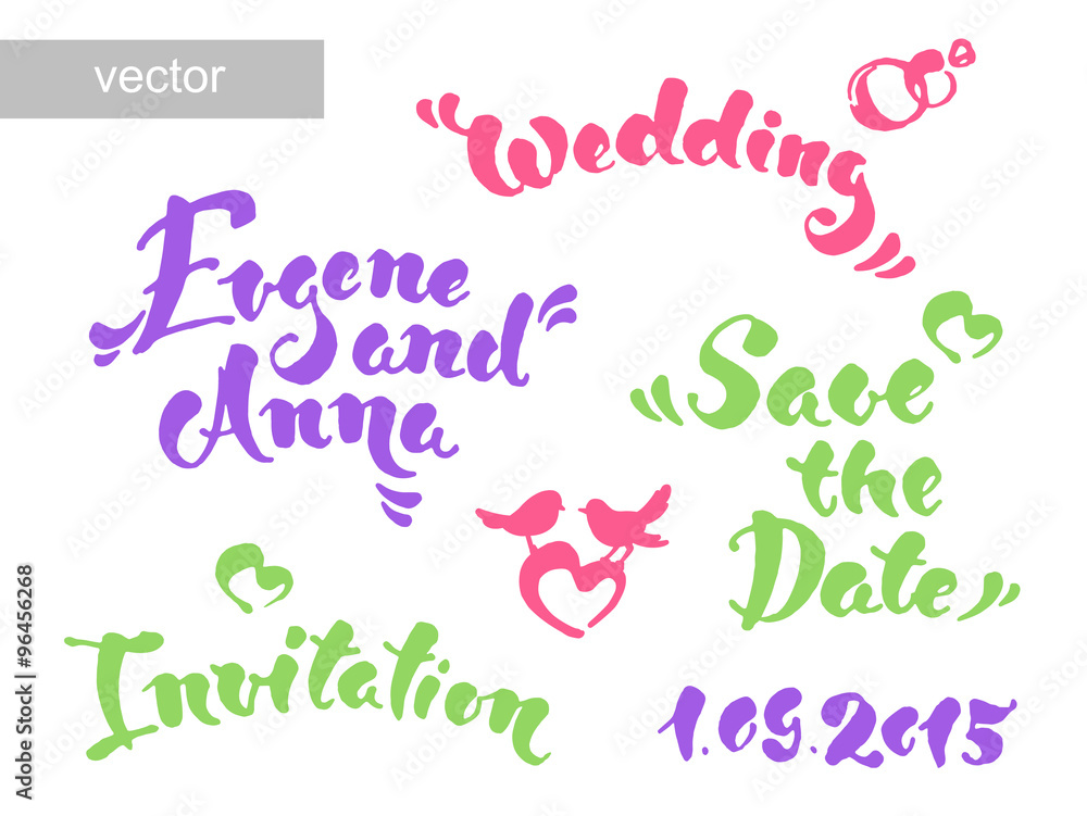 Obraz premium Vector set of invitation cards with watercolor elements