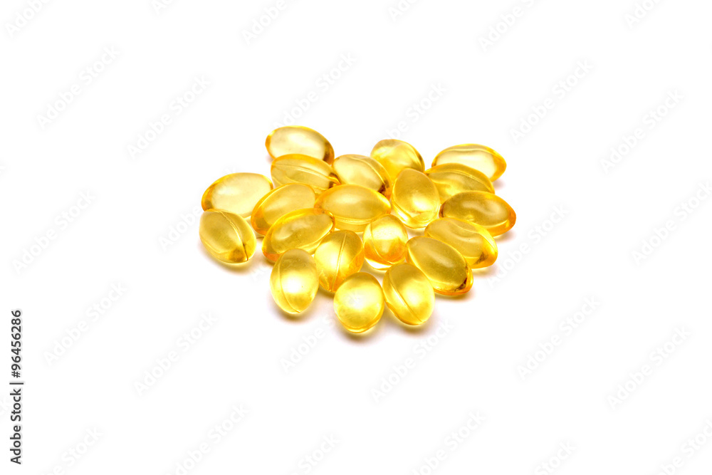 Fototapeta premium Vitamin E Supplemets isolated on white background