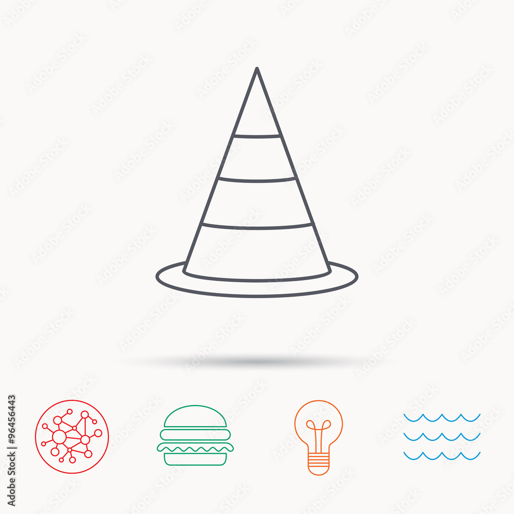 Fototapeta premium Traffic cone icon. Road warning sign.