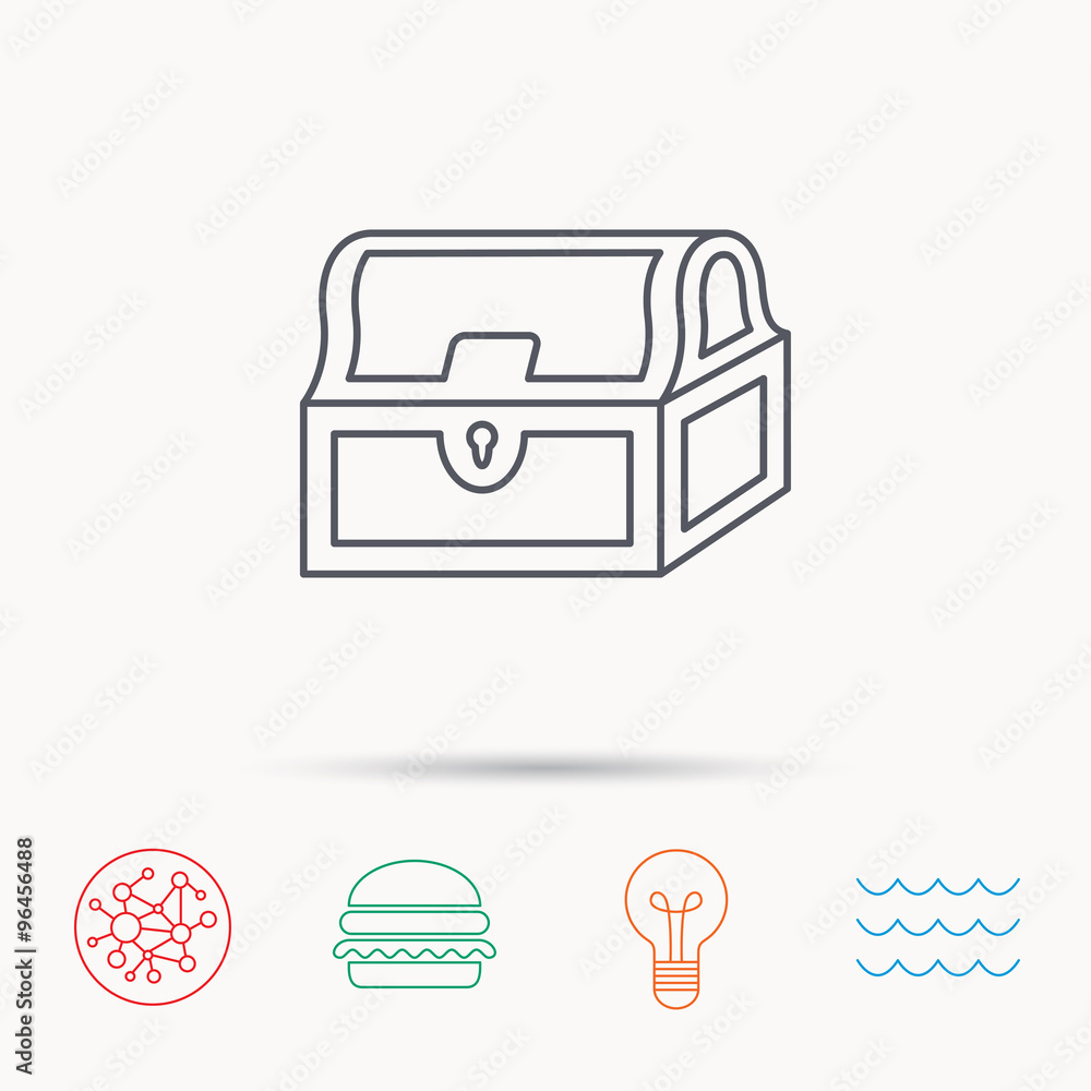 Treasure chest icon. Piratic treasury sign. Treasure chest icon. Piratic treasury sign.