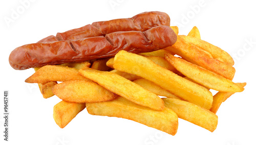 Obraz na plátně Saveloy Sausages And Chips