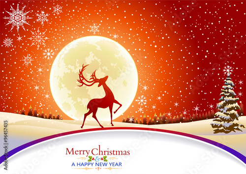 Silhouette of a magnificent reindeer  