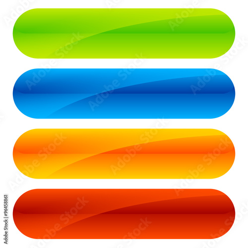 Set of oblong button, banner backgrounds in several colors.