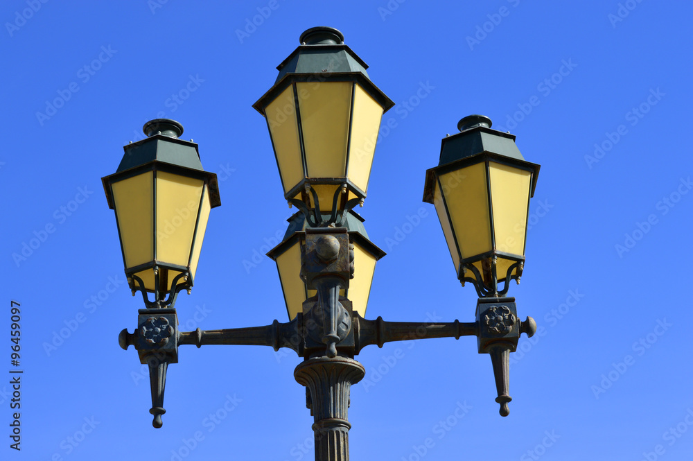 Street lights in Faro old town Portugal