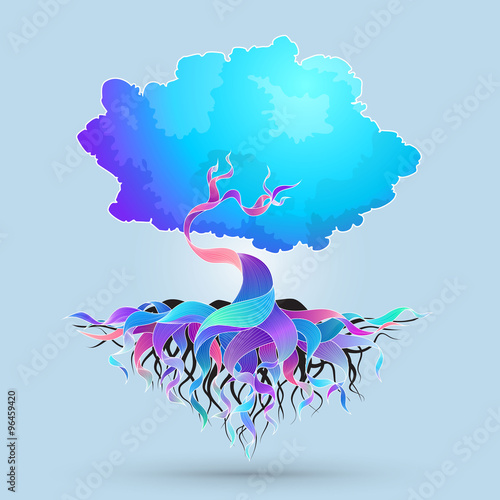 Vector background illustration with magic tree