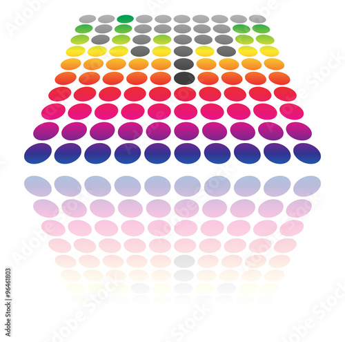 Dotted EQ, equalizer graphics. (Transparent reflection, vector)