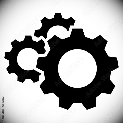 Gears, gear wheels, cog wheels on white