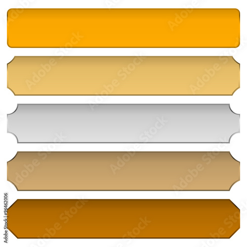 gold, silver, bronze metal plaques, plaquettes, plates