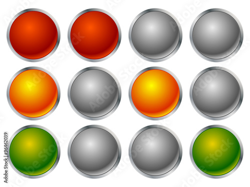 Set of traffic lights, traffic lamps in sequence