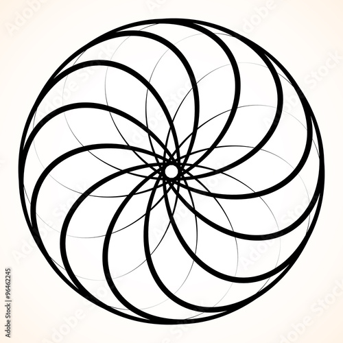 Abstract circular element. Spinning, swirling forms, shapes. Sin