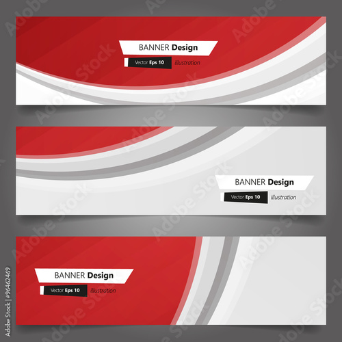 set of vector abstract wavy red banners
