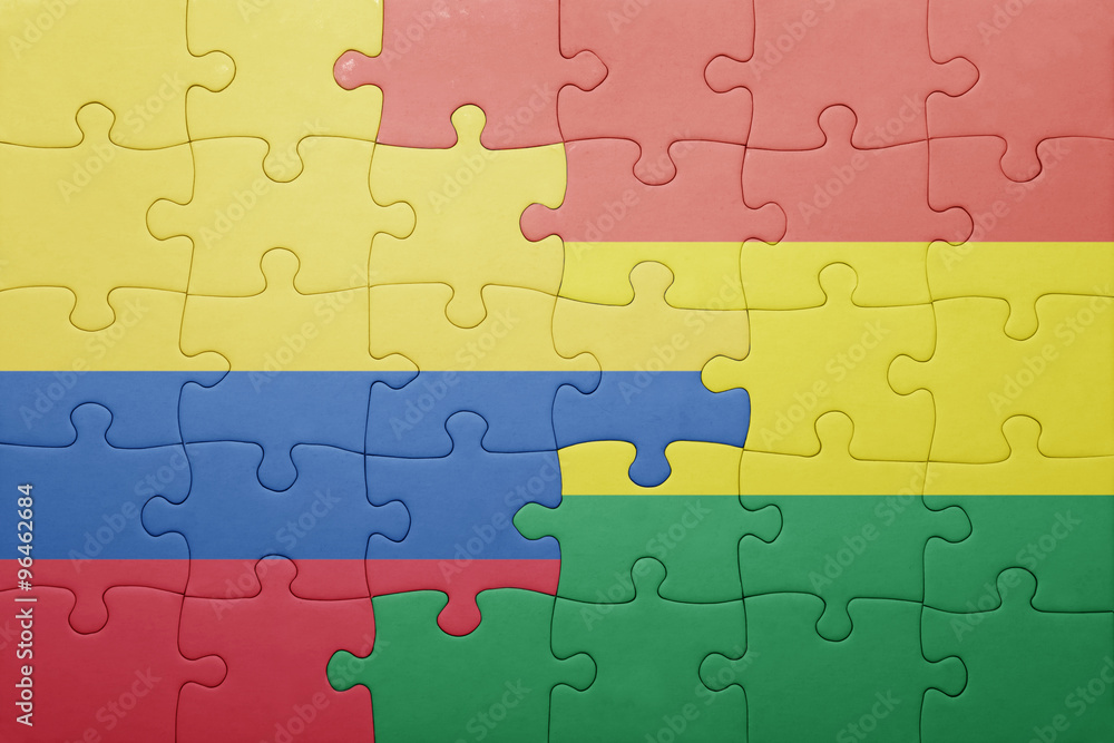 puzzle with the national flag of bolivia and colombia puzzle with the national flag of bolivia and colombia
