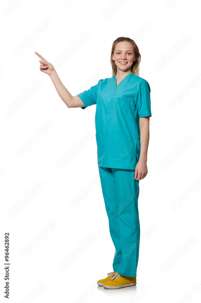 Woman doctor isolated on white Woman doctor isolated on white