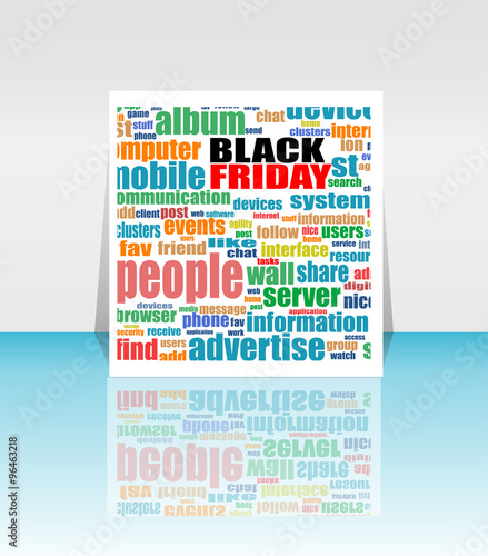 Black friday. Background with social network keywords. Vector illustration.
