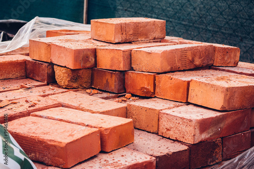 Fotografie Pile of red singles bricks