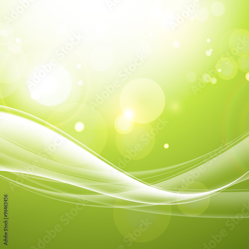 Shiny wave abstract background. Green color 