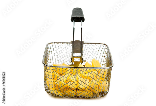 fried potatoes and frying pan basket photo