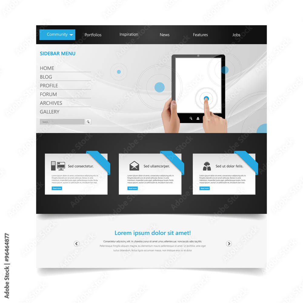Naklejka premium Modern Clean Business Website Template Design, Editable Vector Illustration. 