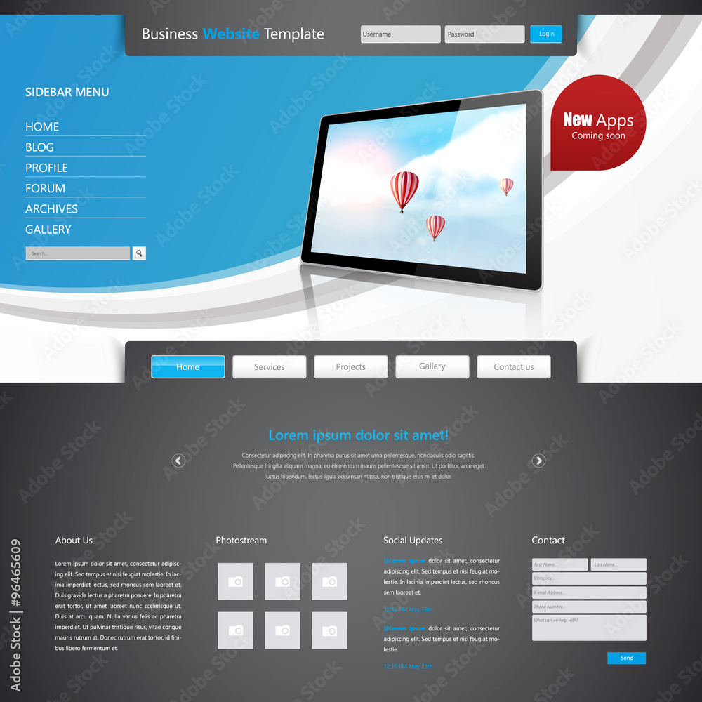 Naklejka premium Modern Clean Business Website Template Design, Editable Vector Illustration.