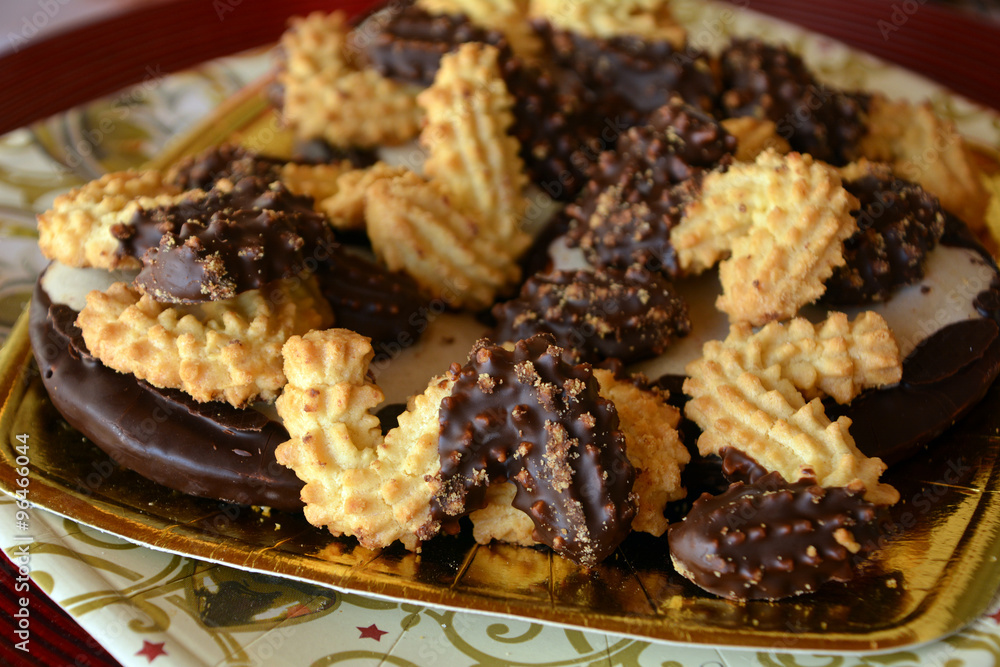Detail of delicious Christmas cookies on a plate Detail of delicious Christmas cookies on a plate