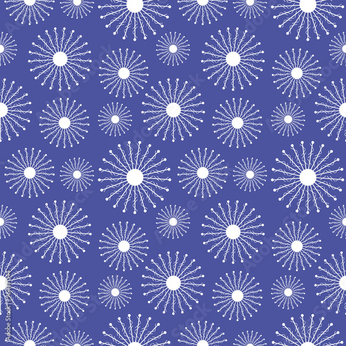 Seamless vector pattern. Seasonal winter  blue background with close-up snowflakes