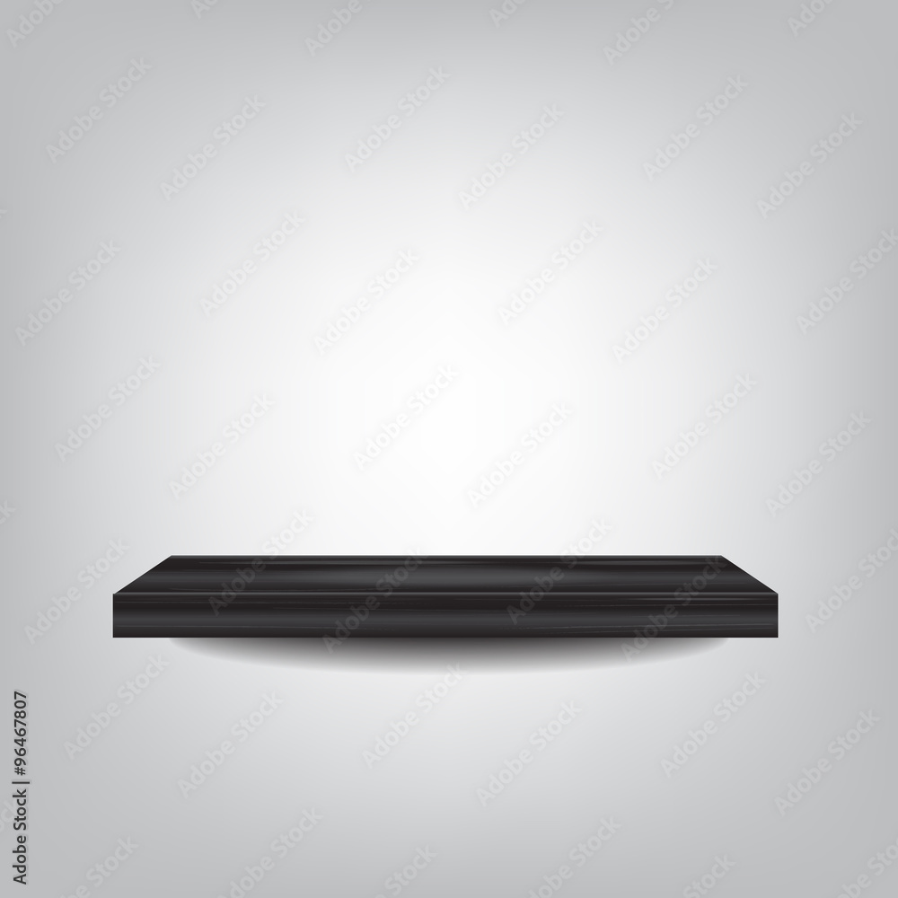 black wood shelf on grey background vector illustration eps10 on grey background