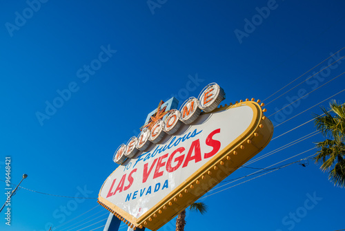 Famous Las Vegas sign on bright sunny day