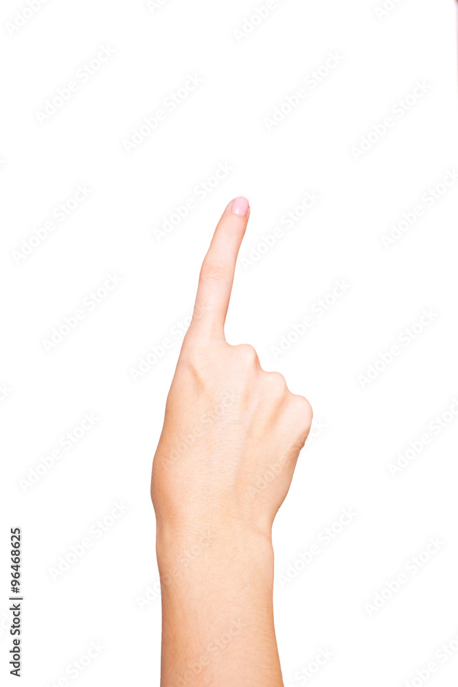 Female hand touching or pointing at something Female hand touching or pointing at something
