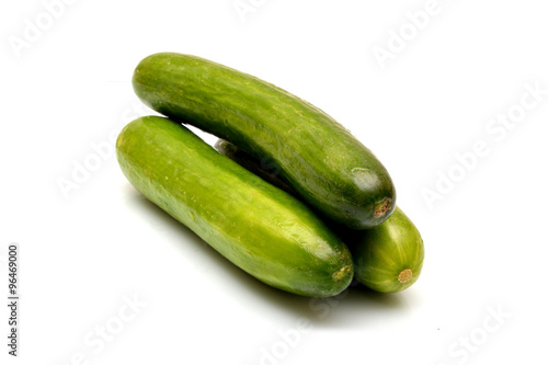 Fresh cucumbers isolated on white background.