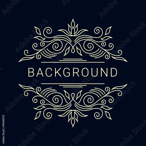 Elegant floral frame. Lineart vector illustration with text