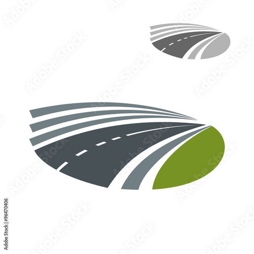 Highway road pass among green rural fields