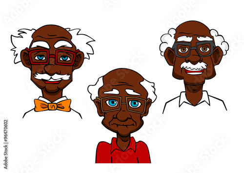 Cartoon joyful seniors and old men