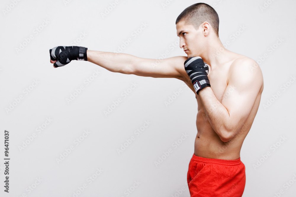Young boxer strikes