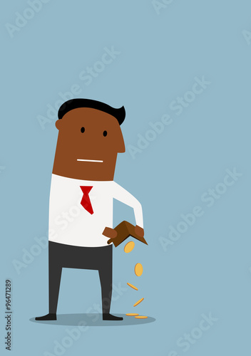 Bankrupt businessman with empty wallet